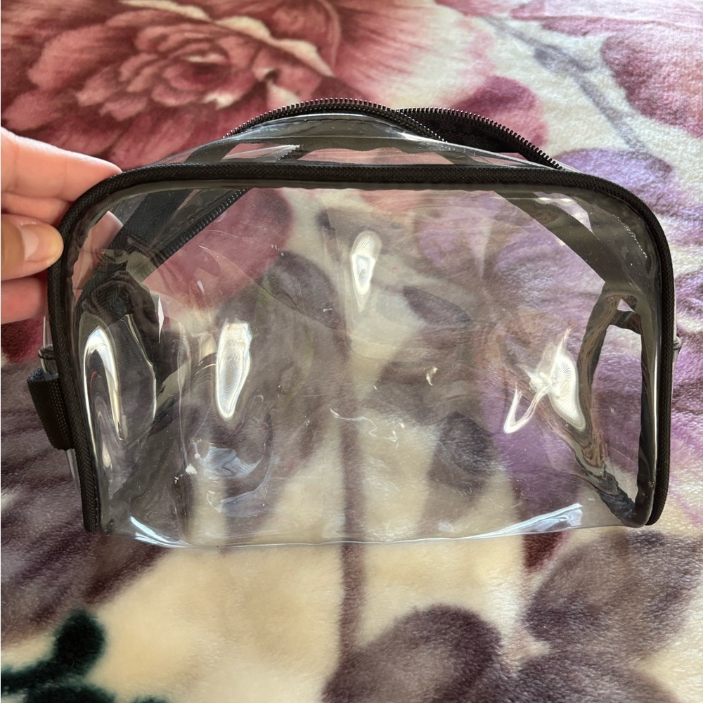 Clear Cosmetic Bag with Black Trim